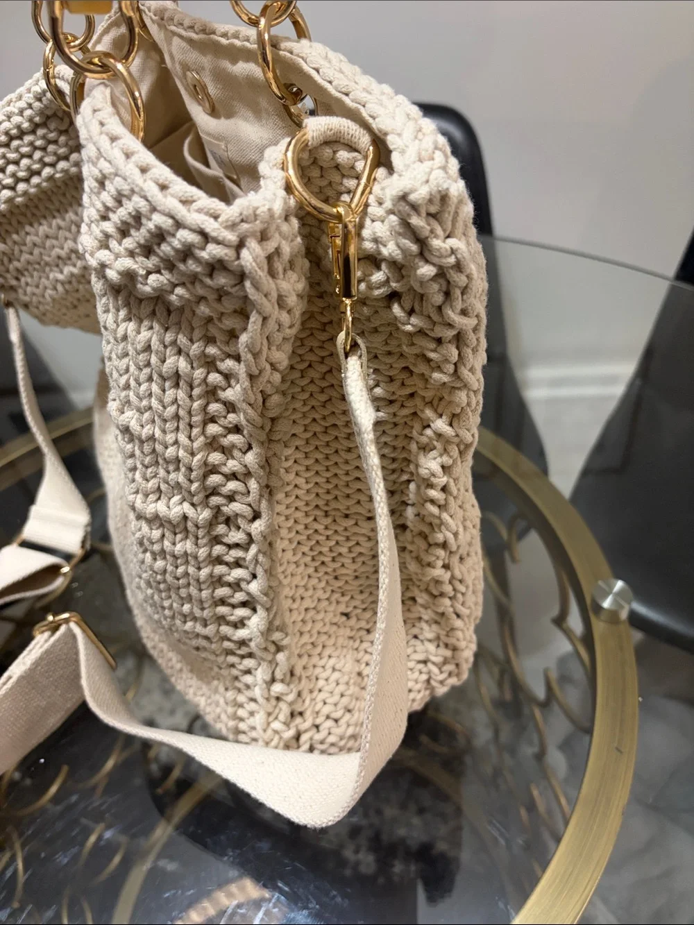 Mersea Knit Tote Bag with Bamboo Handles | Coastal Chic